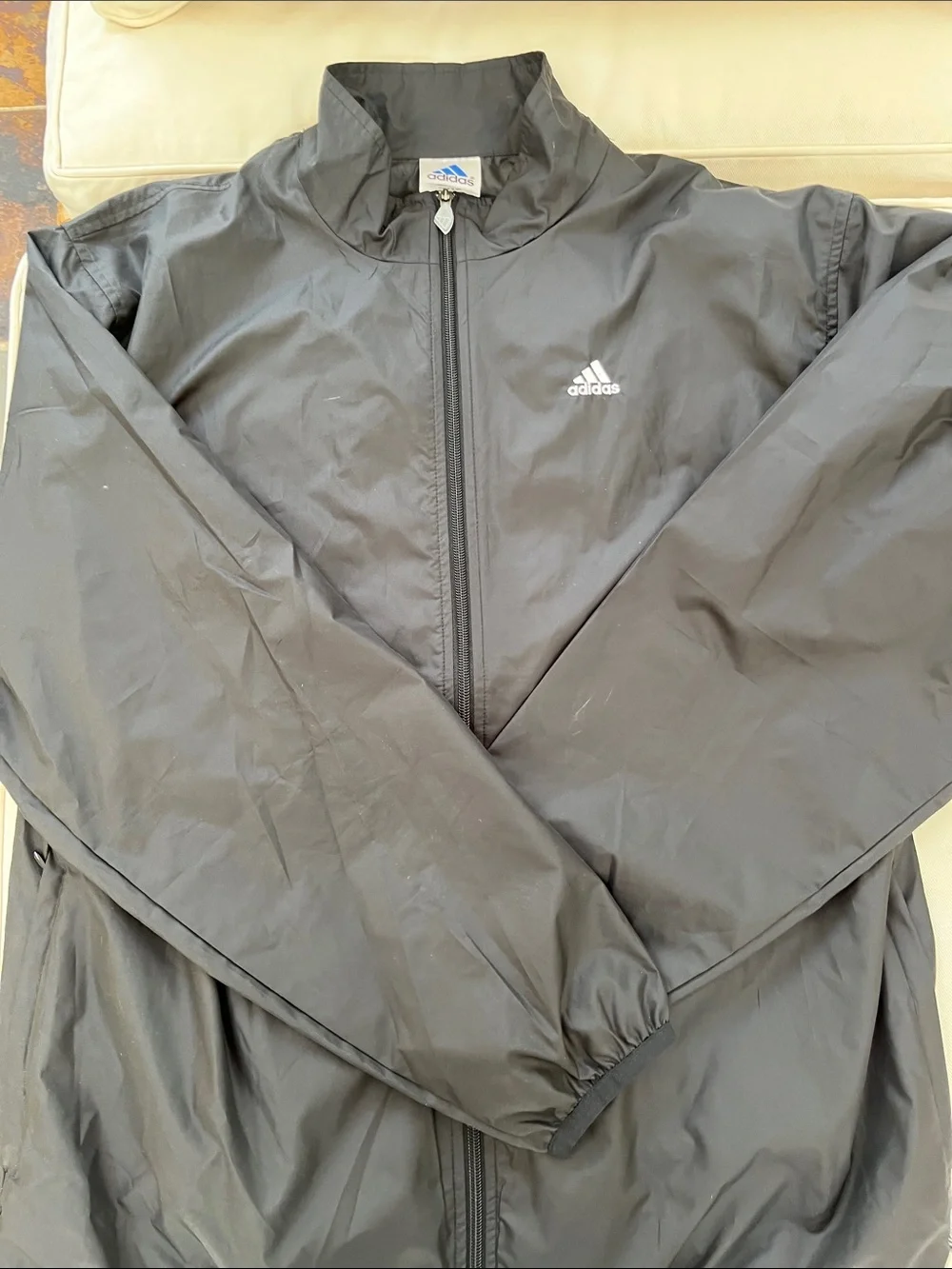 adidas Black Men's Full-Zip Windbreaker Jacket
